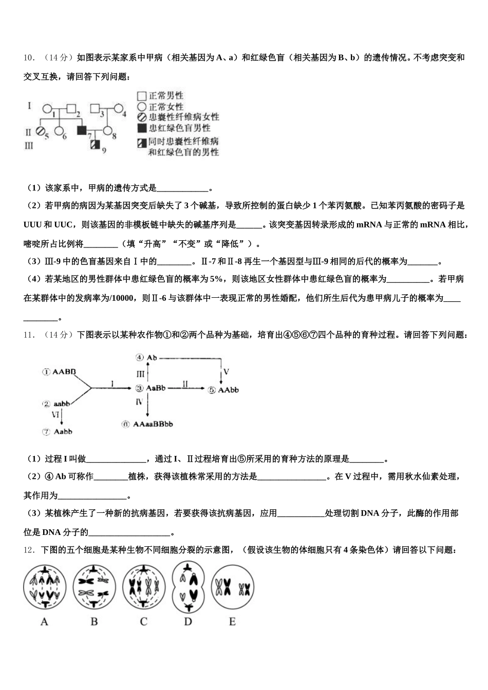 2025年上海市上海师范大学附属第二外国语学校高一生物第二学期期末达标检测模拟试题含解析_第3页