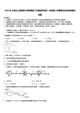 2025年上海市上海师范大学附属第二外国语学校高一生物第二学期期末达标检测模拟试题含解析