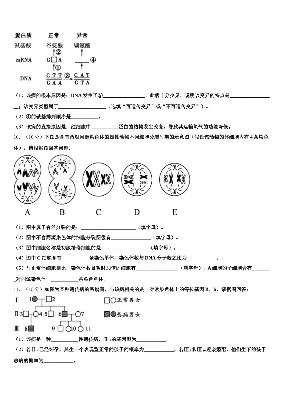 上海市松江二中2025年高一下生物期末教学质量检测试题含解析_第3页
