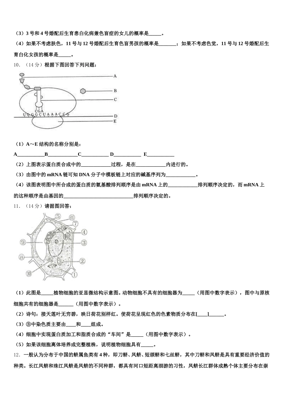 上海师范大学附属中学2024-2025学年生物高一下期末复习检测试题含解析_第3页