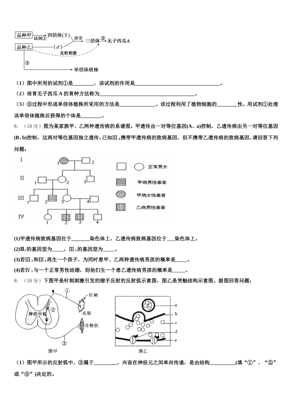 2024-2025学年上海市北中学高一下生物期末综合测试试题含解析_第2页