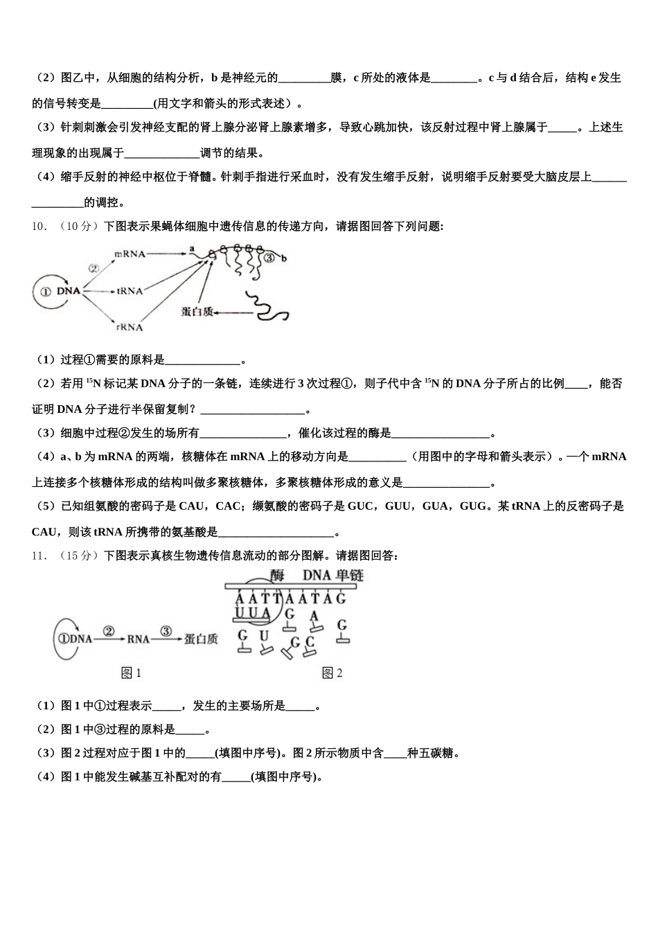 2024-2025学年上海市北中学高一下生物期末综合测试试题含解析_第3页