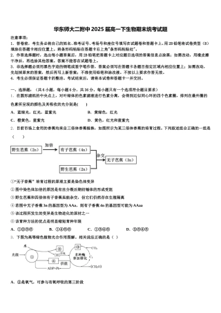 华东师大二附中2025届高一下生物期末统考试题含解析