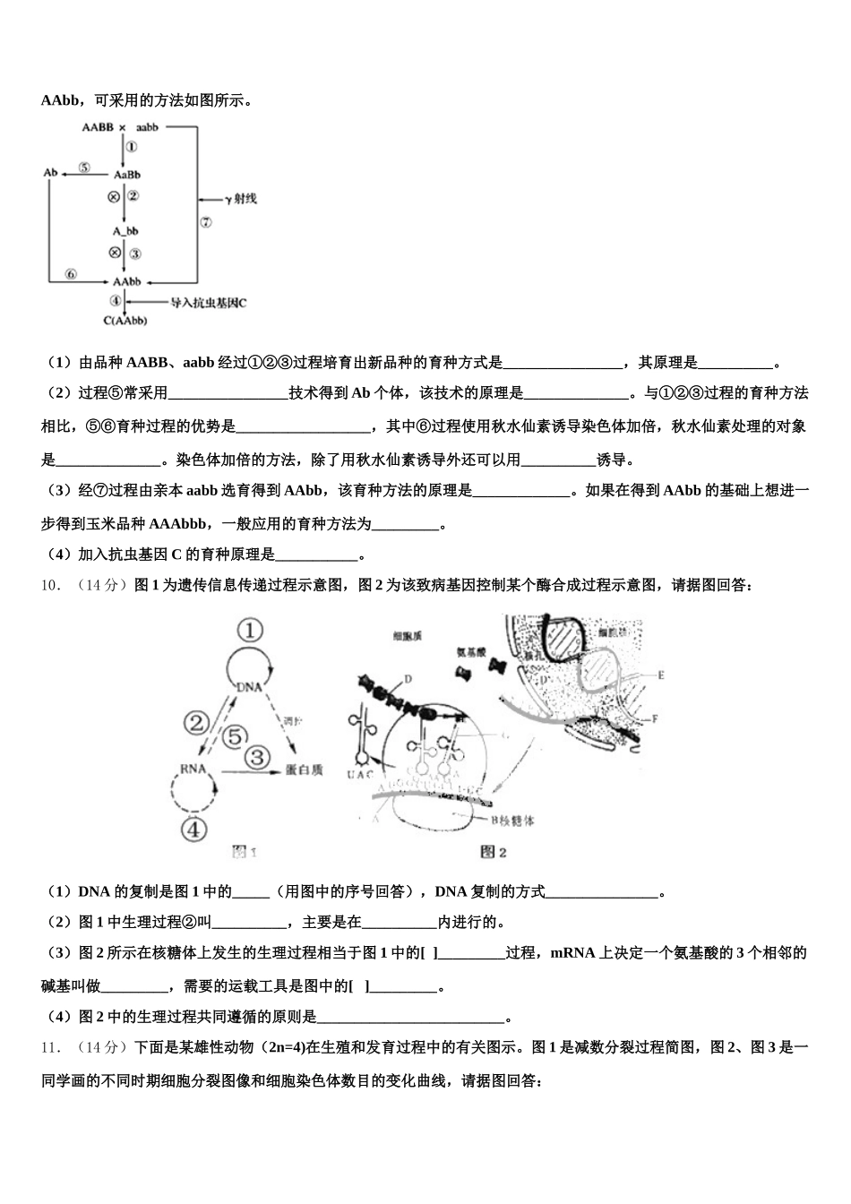 上海市实验学校2025年高一下生物期末监测模拟试题含解析_第3页