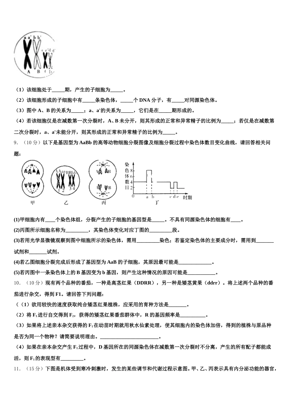 上海市上海交大附中2025届生物高一下期末学业质量监测试题含解析_第3页