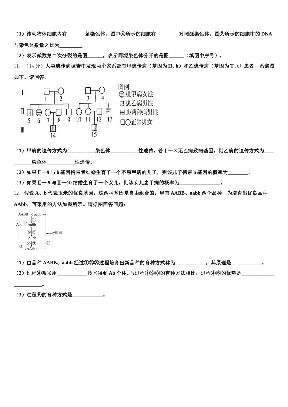 上海市华东师范大学二附中2025届高一生物第二学期期末复习检测模拟试题含解析_第3页