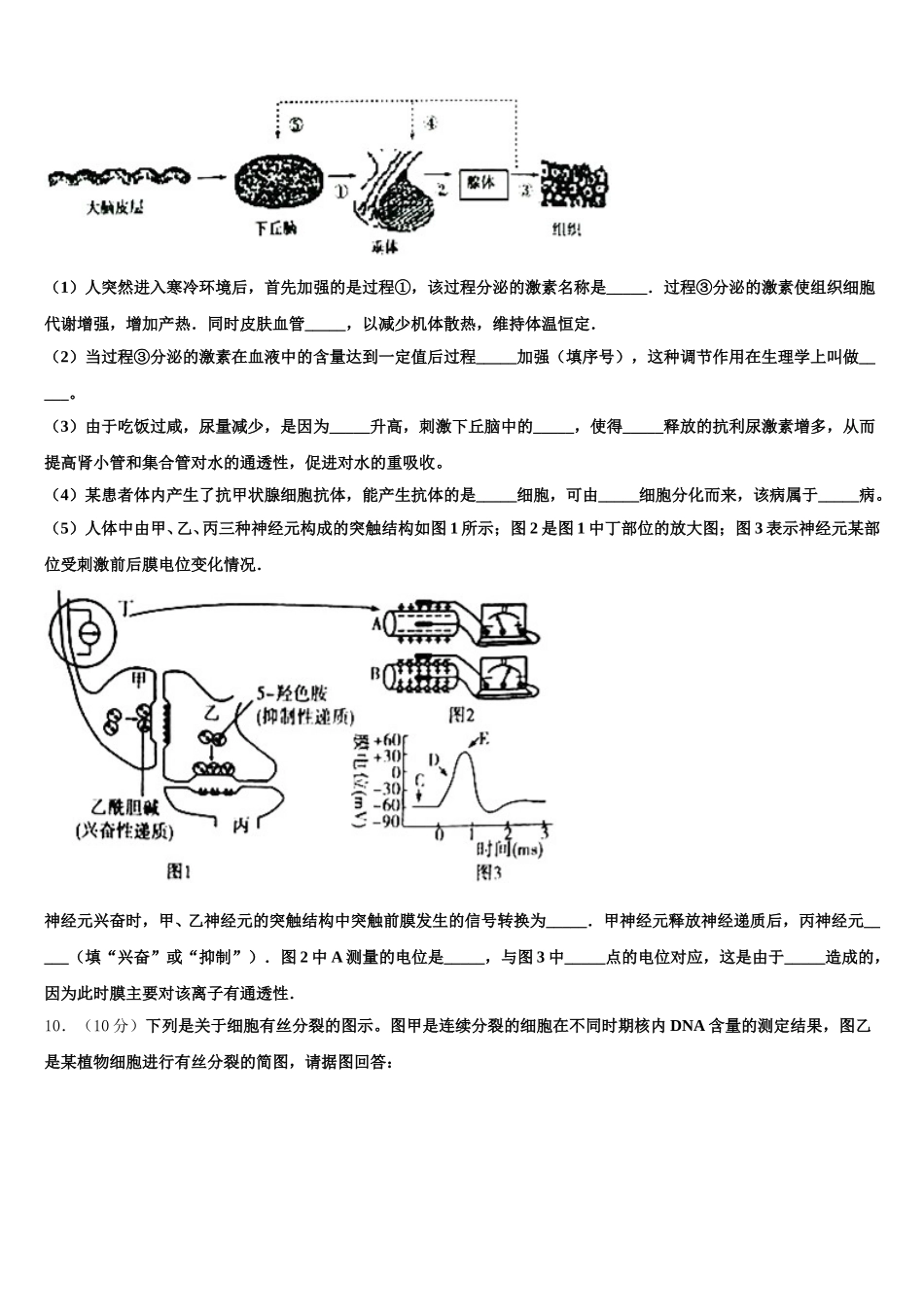 上海市上海师范大学附属第二外国语学校2024-2025学年高一生物第二学期期末教学质量检测模拟试题含解析_第3页