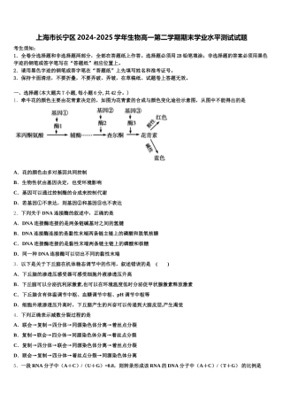 上海市长宁区2024-2025学年生物高一第二学期期末学业水平测试试题含解析