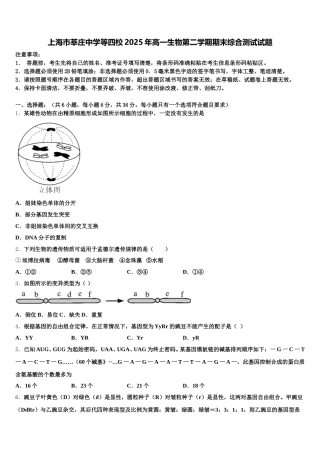 上海市莘庄中学等四校2025年高一生物第二学期期末综合测试试题含解析