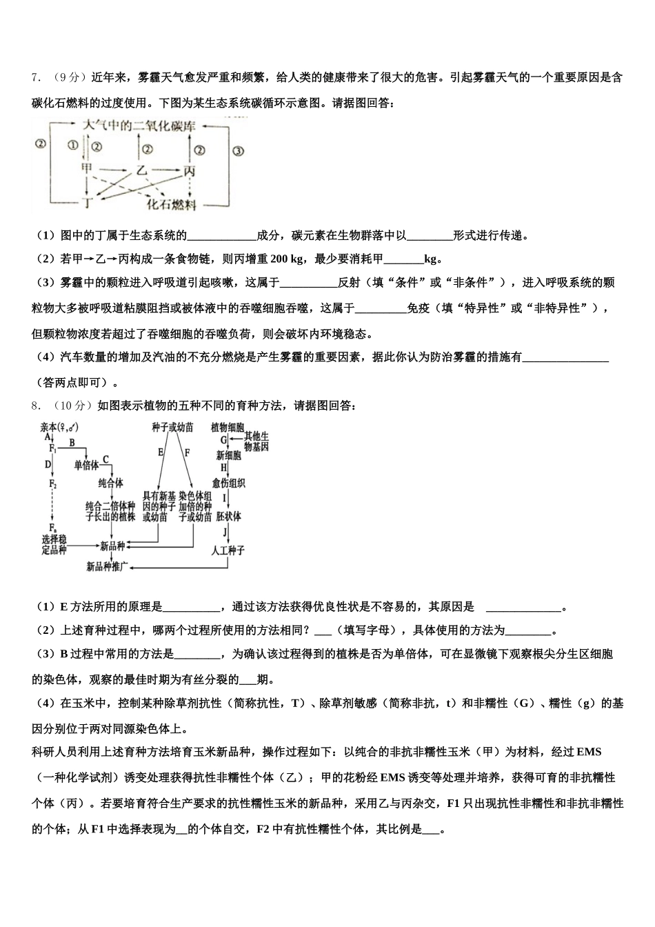 2025届上海市12校联考高一下生物期末质量检测模拟试题含解析_第2页
