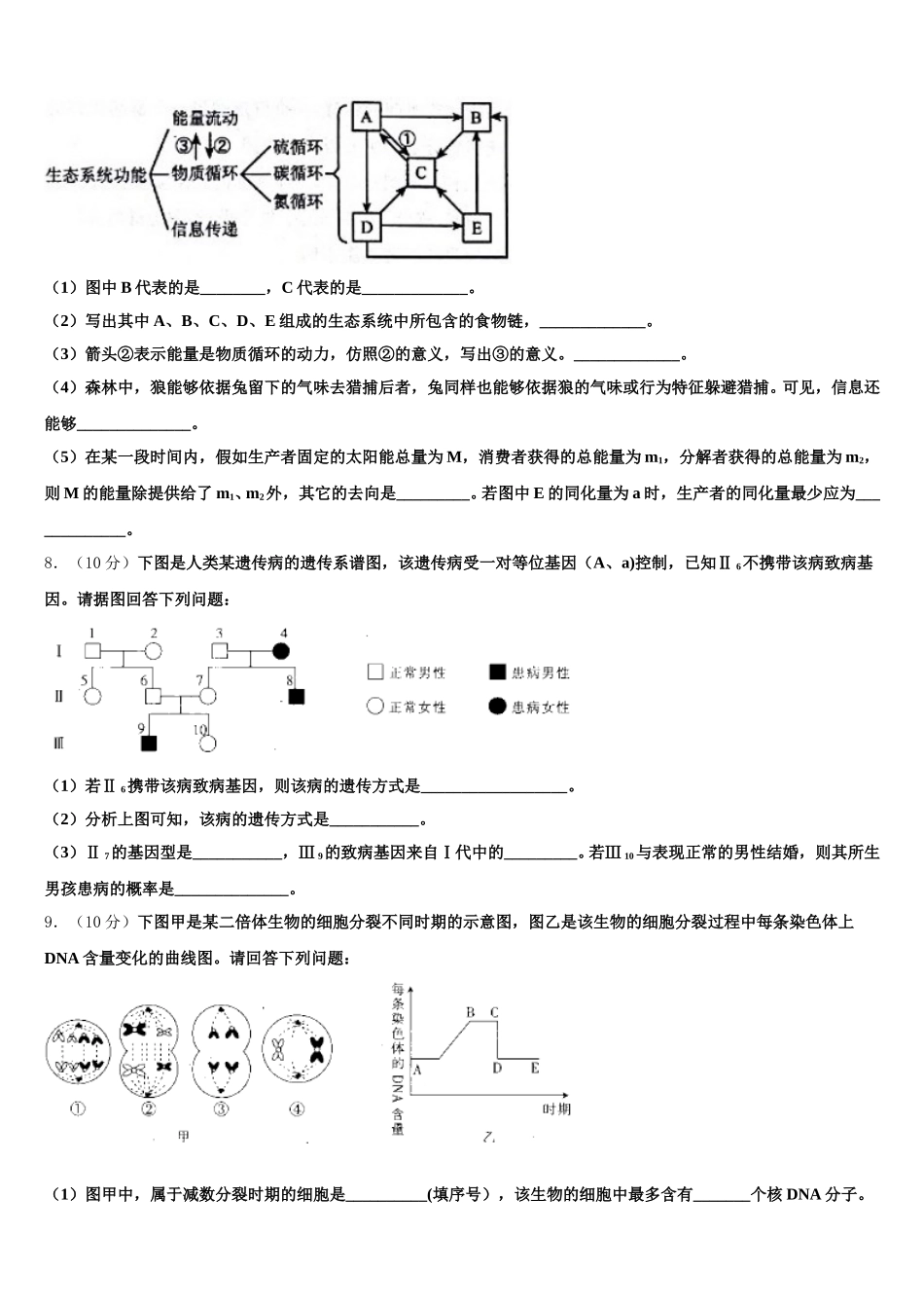 2025年上海鲁迅中学生物高一第二学期期末综合测试模拟试题含解析_第2页