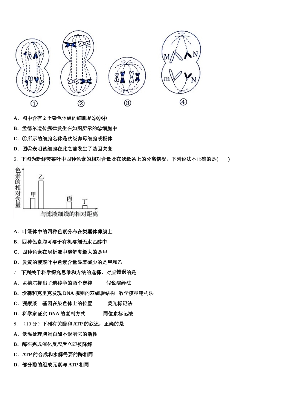 上海市闵行七校2025届生物高一下期末监测试题含解析_第2页