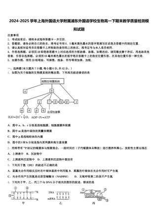 2024-2025学年上海外国语大学附属浦东外国语学校生物高一下期末教学质量检测模拟试题含解析