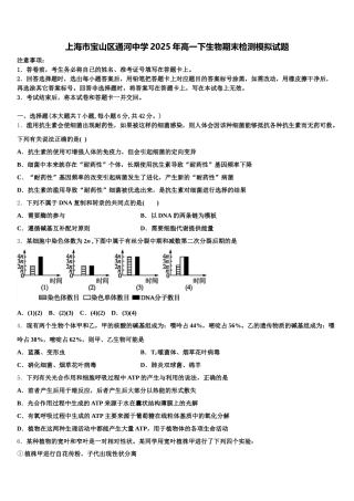 上海市宝山区通河中学2025年高一下生物期末检测模拟试题含解析