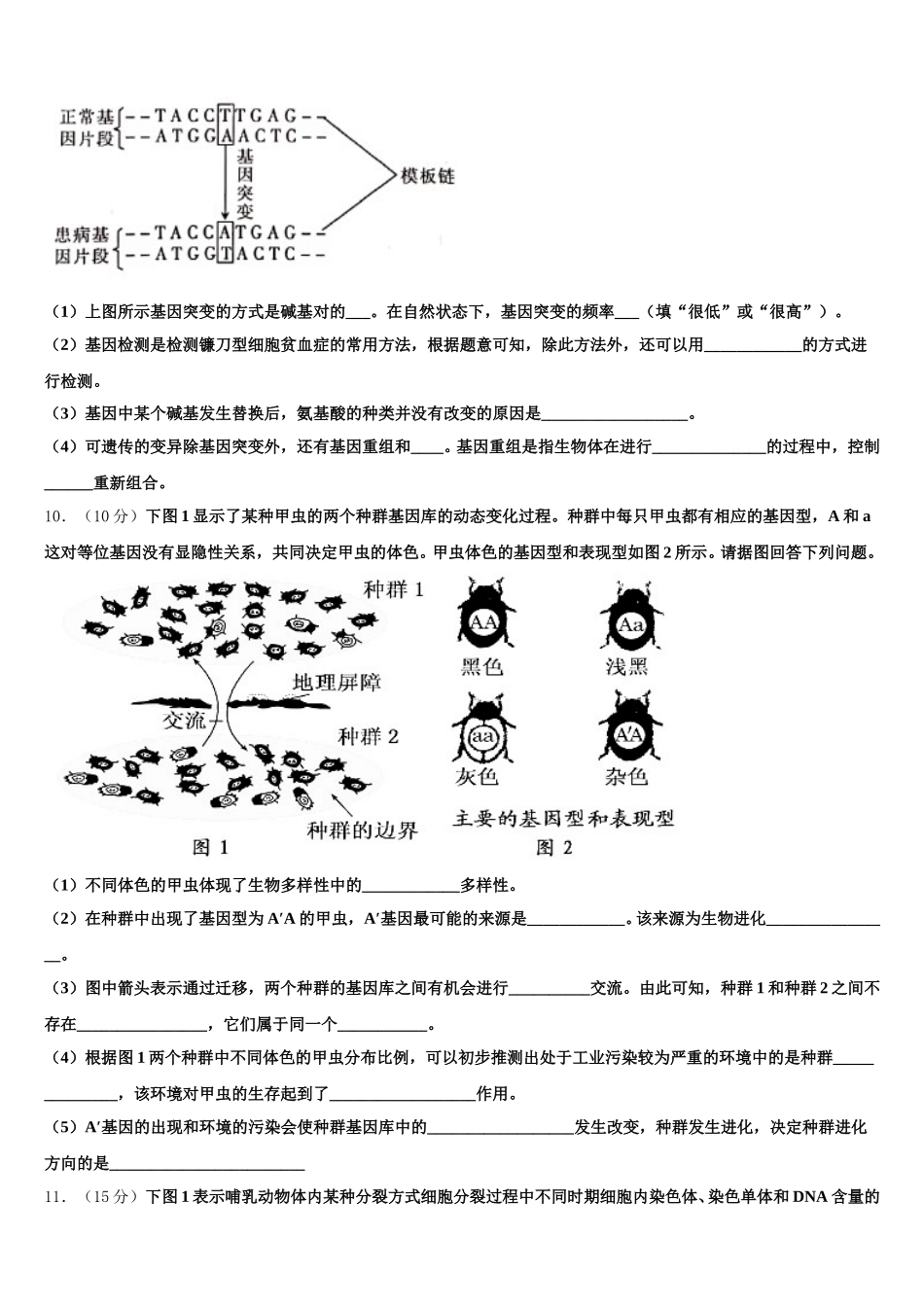 2024-2025学年上海市宝山区扬波中学高一下生物期末学业水平测试模拟试题含解析_第3页