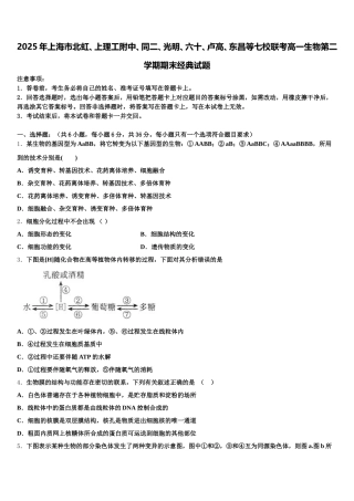 2025年上海市北虹、上理工附中、同二、光明、六十、卢高、东昌等七校联考高一生物第二学期期末经典试题含解析