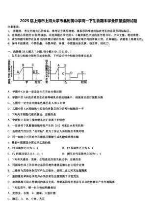 2025届上海市上海大学市北附属中学高一下生物期末学业质量监测试题含解析