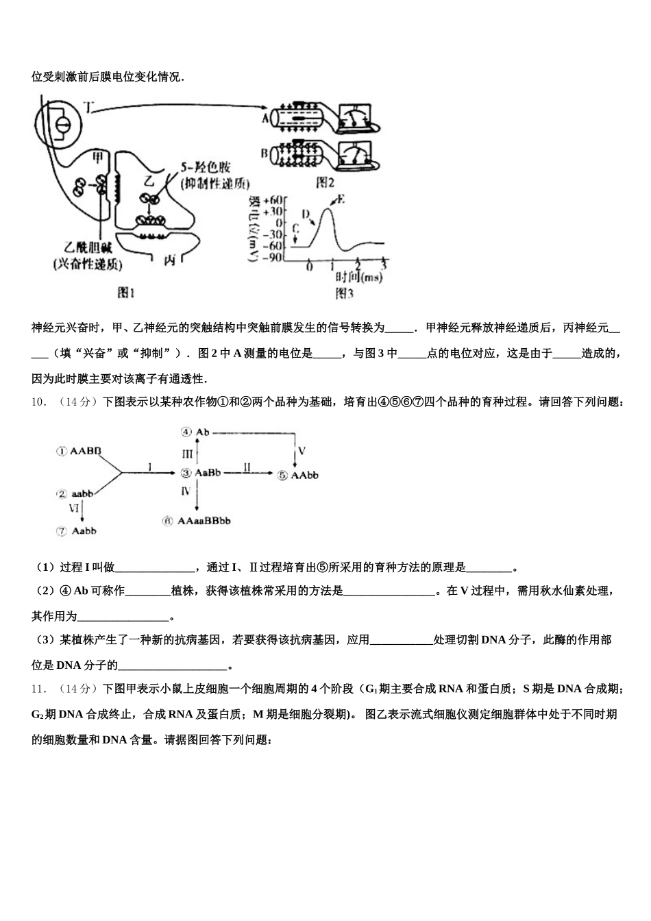2025届上海外国语大学附属中学高一生物第二学期期末监测模拟试题含解析_第3页