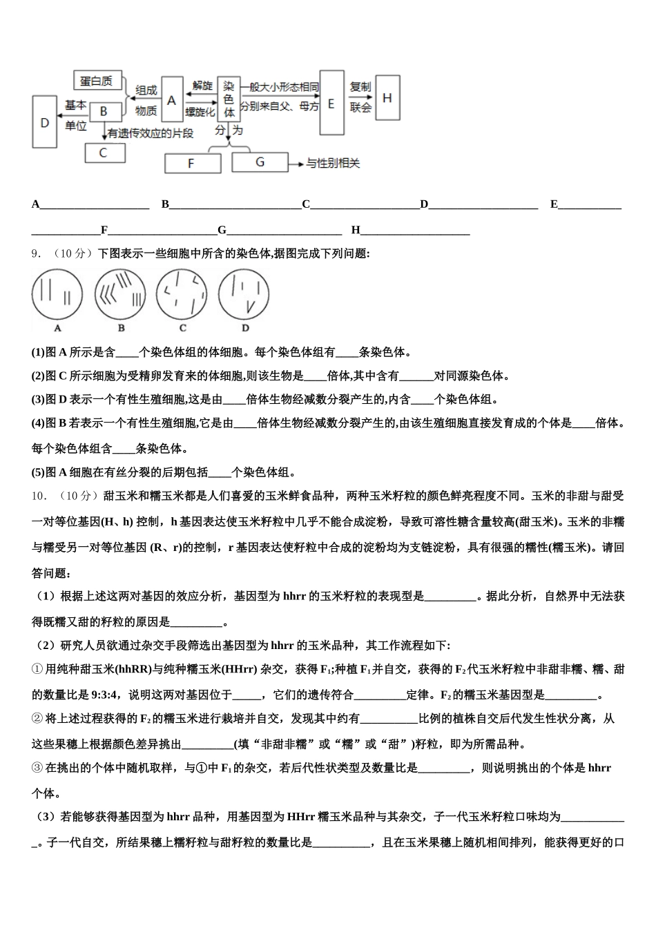 上海市崇明区2024-2025学年高一生物第二学期期末学业质量监测模拟试题含解析_第3页