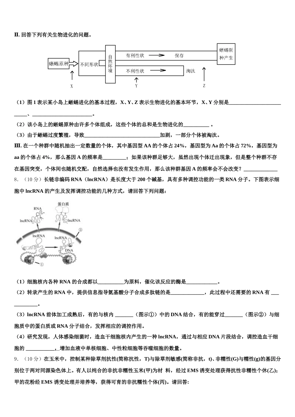 2024-2025学年上海市卢湾高中高一生物第二学期期末学业质量监测模拟试题含解析_第3页