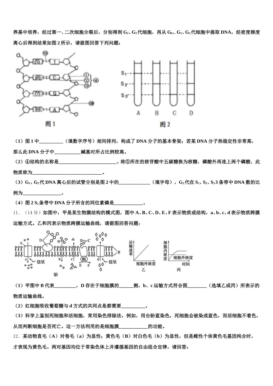 上海浦东新区2024-2025学年生物高一下期末复习检测模拟试题含解析_第3页