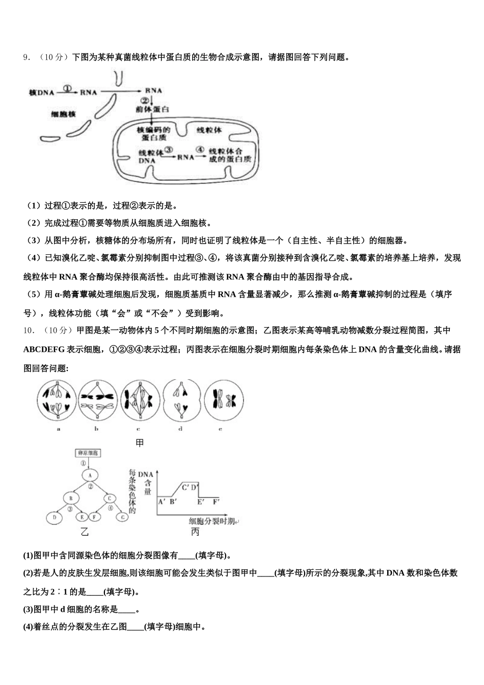 2025年上海市上外附中高一生物第二学期期末联考模拟试题含解析_第3页