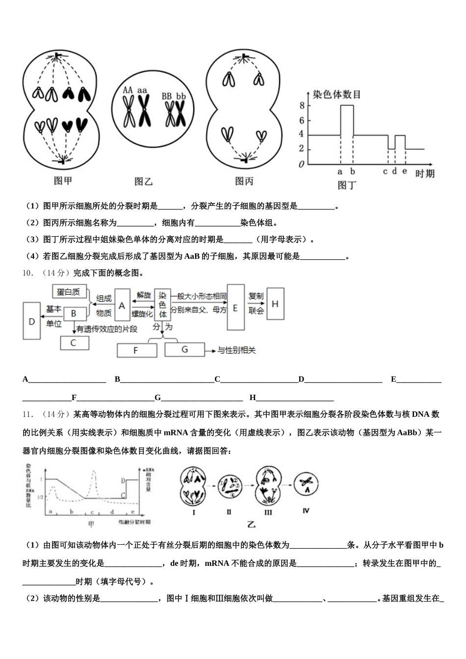 上海市师大二附中2025年生物高一第二学期期末学业水平测试模拟试题含解析_第3页