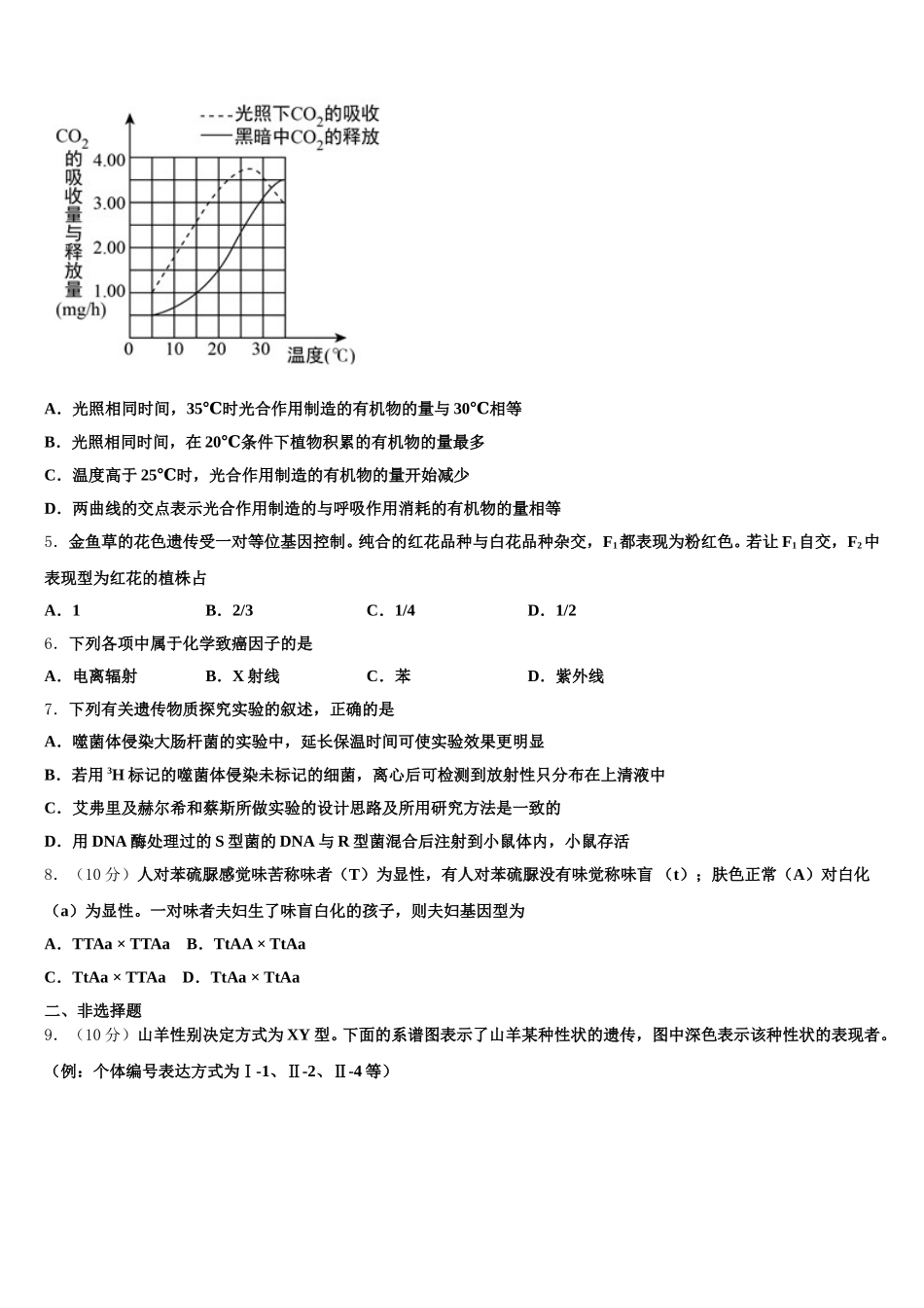 2024-2025学年上海市静安区丰华中学高一生物第二学期期末预测试题含解析_第2页