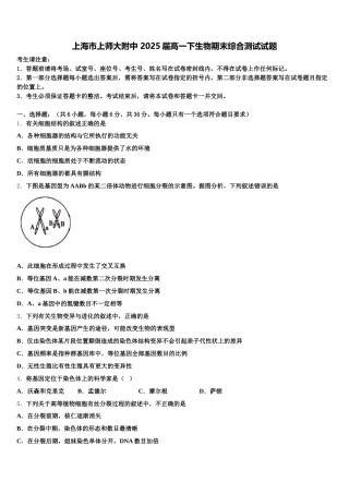 上海市上师大附中 2025届高一下生物期末综合测试试题含解析