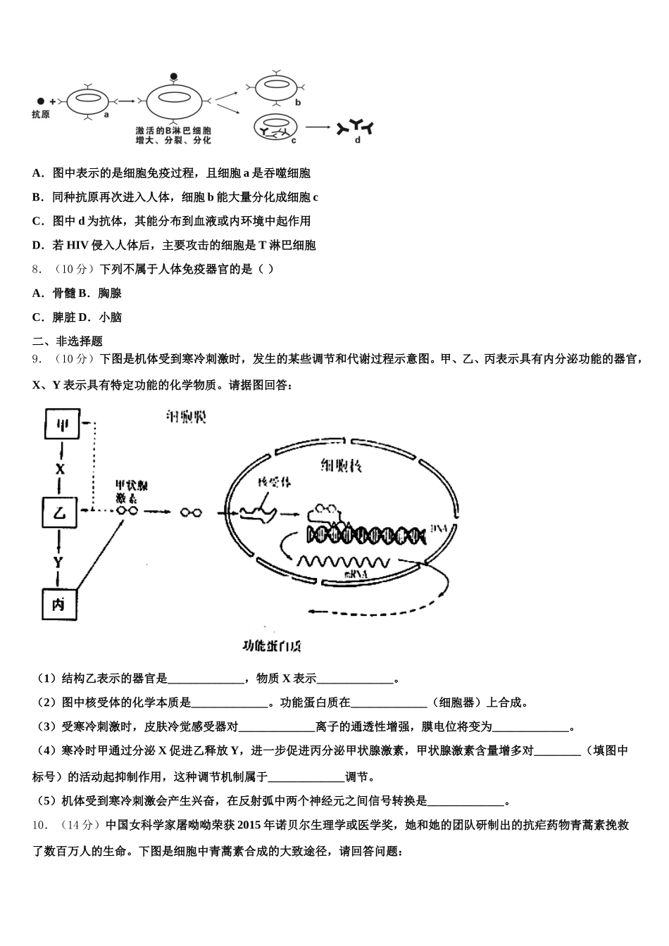 上海市普陀区市级名校2024-2025学年高一下生物期末学业质量监测模拟试题含解析_第2页