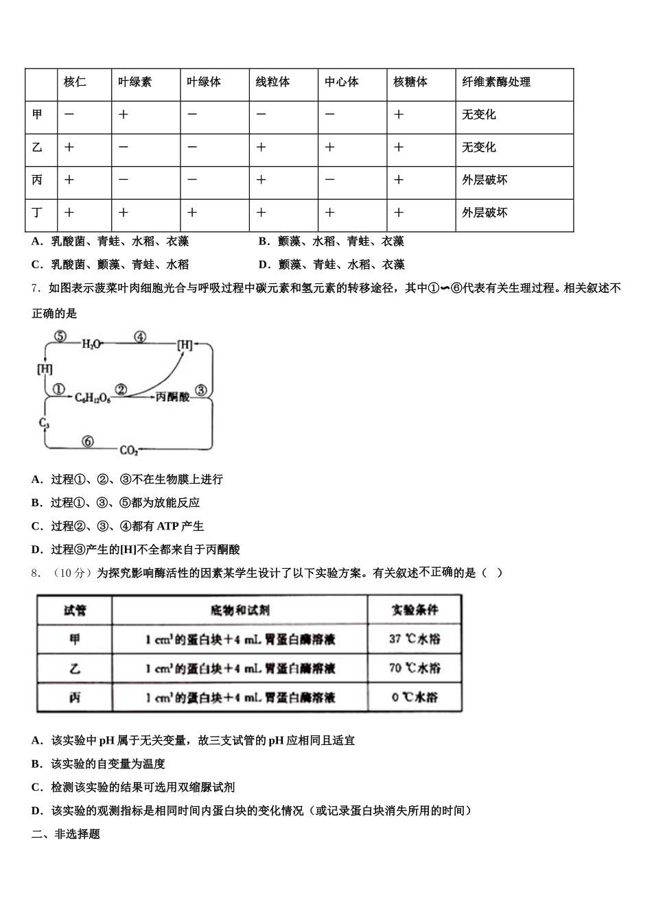2025年上海市晋元高中高一下生物期末复习检测模拟试题含解析_第2页