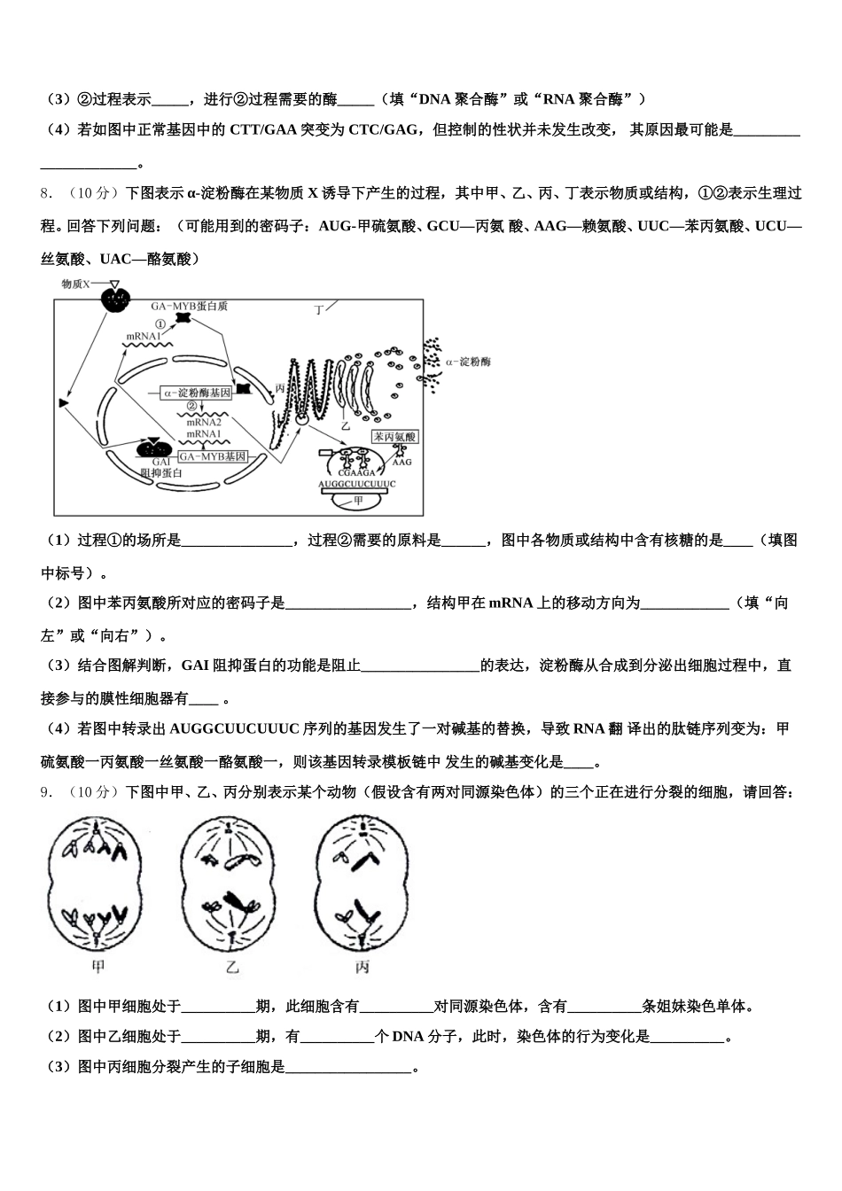 上海市交大附中嘉定2025届生物高一下期末教学质量检测试题含解析_第3页