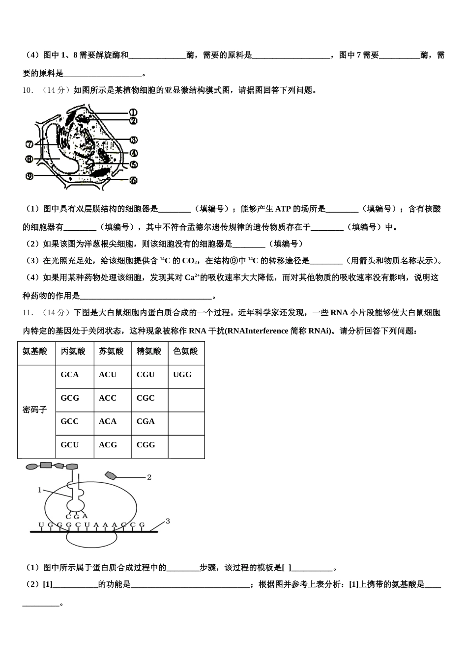 2024-2025学年上海市普通中学三校联考高一生物第二学期期末检测试题含解析_第3页