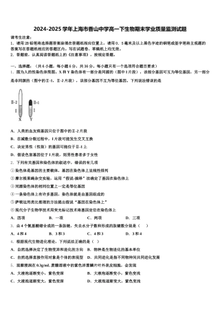 2024-2025学年上海市香山中学高一下生物期末学业质量监测试题含解析
