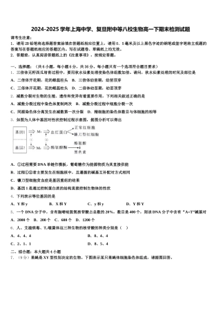 2024-2025学年上海中学、复旦附中等八校生物高一下期末检测试题含解析