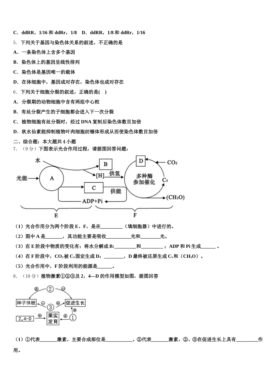 上海市八中2025年高一下生物期末教学质量检测试题含解析_第2页