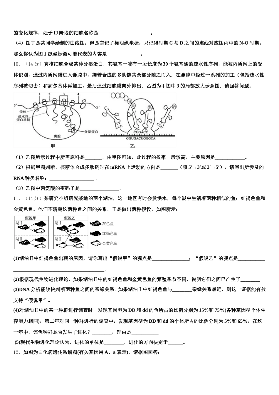 2024-2025学年上海市上海师范大学附属外国语中学高一下生物期末经典模拟试题含解析_第3页