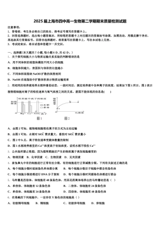 2025届上海市四中高一生物第二学期期末质量检测试题含解析