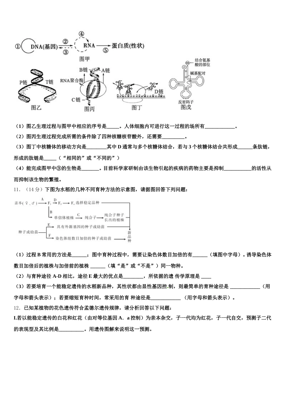 2025届四川省成都市龙泉一中、新都一中等九校高一生物第二学期期末联考试题含解析_第3页