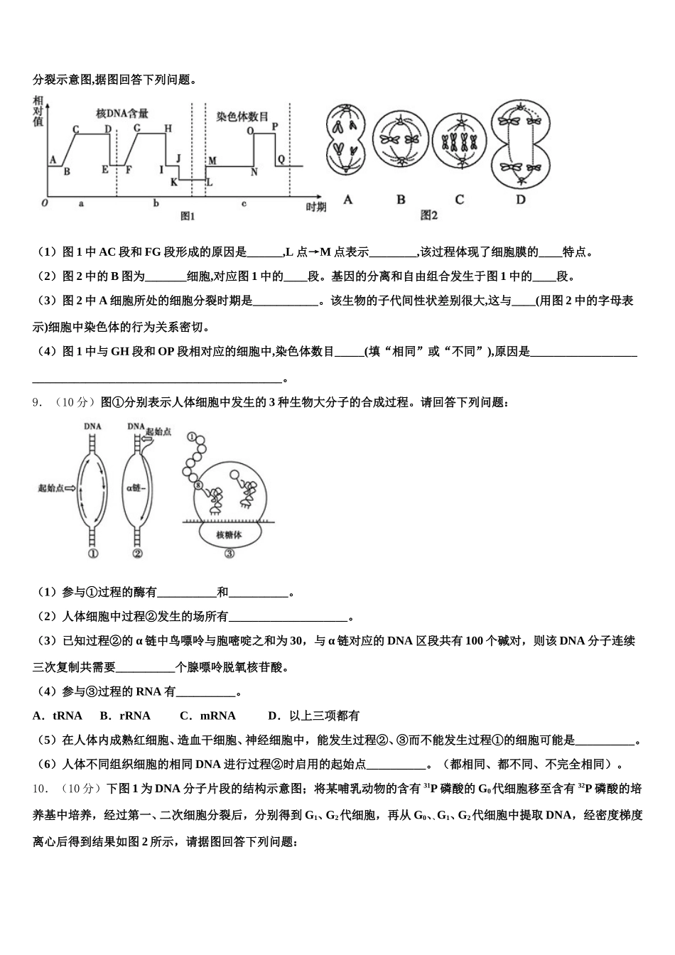四川省眉山外国语学校2024-2025学年高一生物第二学期期末学业水平测试模拟试题含解析_第3页