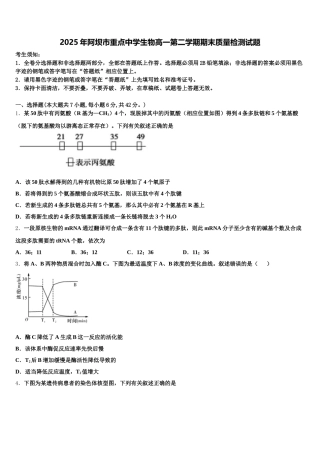 2025年阿坝市重点中学生物高一第二学期期末质量检测试题含解析