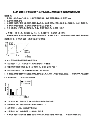 2025届四川省遂宁市第二中学生物高一下期末教学质量检测模拟试题含解析