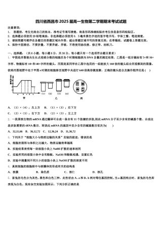 四川省西昌市2025届高一生物第二学期期末考试试题含解析