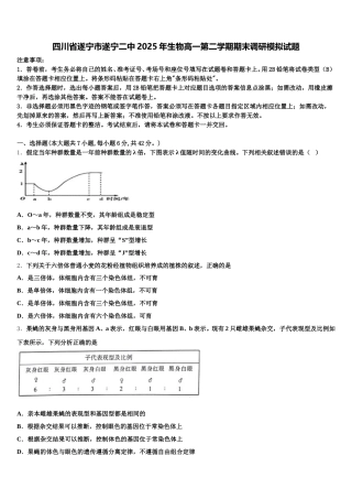 四川省遂宁市遂宁二中2025年生物高一第二学期期末调研模拟试题含解析