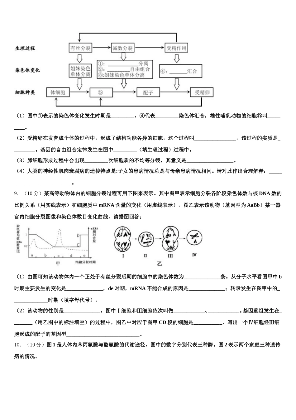 2025届四川省泸州市市合江县合江天立学校高高一生物第二学期期末达标检测模拟试题含解析_第3页