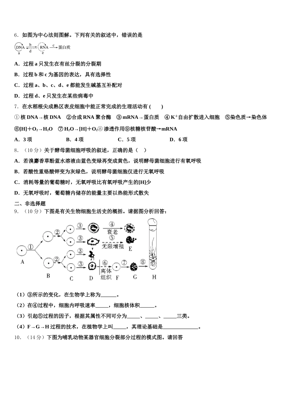 2024-2025学年四川省三台县芦溪中学生物高一下期末质量检测试题含解析_第2页