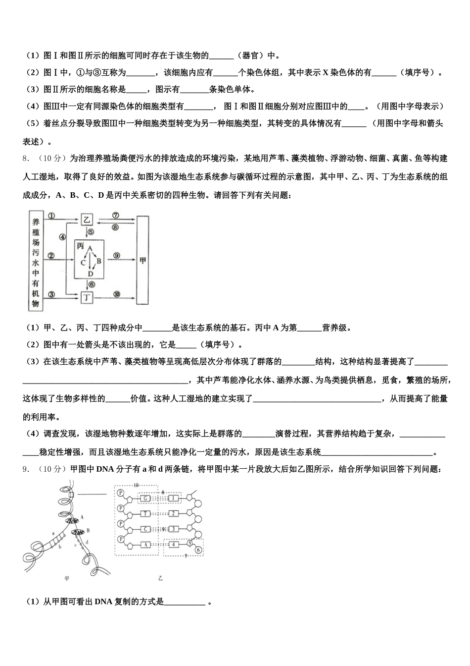 2025届四川省富顺二中高生物高一第二学期期末学业质量监测模拟试题含解析_第3页