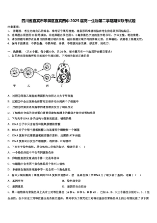 四川省宜宾市翠屏区宜宾四中2025届高一生物第二学期期末联考试题含解析
