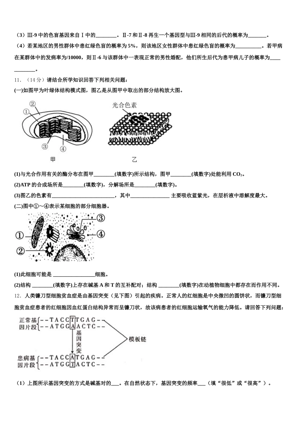2025年四川省绵阳市东辰高中生物高一第二学期期末经典模拟试题含解析_第3页