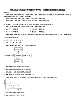2025届四川省眉山市青神县青神中学高一下生物期末质量跟踪监视试题含解析